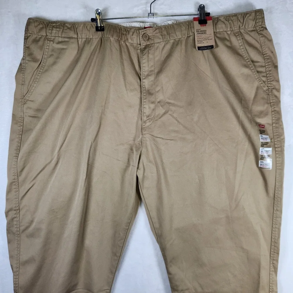 Levi's XX Chino Jogger Pants 4XL Big Tall Stretch‎ Tapered Drawstring Hem Tan